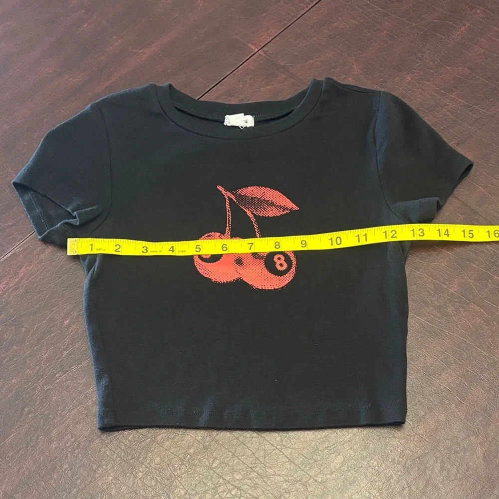 Garage Black Crop Tee with Red Cherry Graphic - Picture 10 of 11